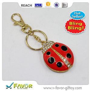 Bijoux Décoré Mode 3D Bling Bling Coccinelle Porte-clés En Métal - Product Image 6