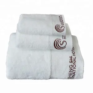 Custom thick and big textile terry fabric towel pakistan with embroidery logo hotel towel set