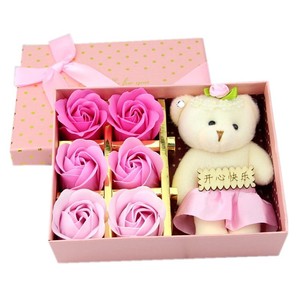 Valentine Day Gift 6 Cubs Bear Body Bath <b>Soap</b> Rose Petal <b>Soap</b> Flower - Product Image 4