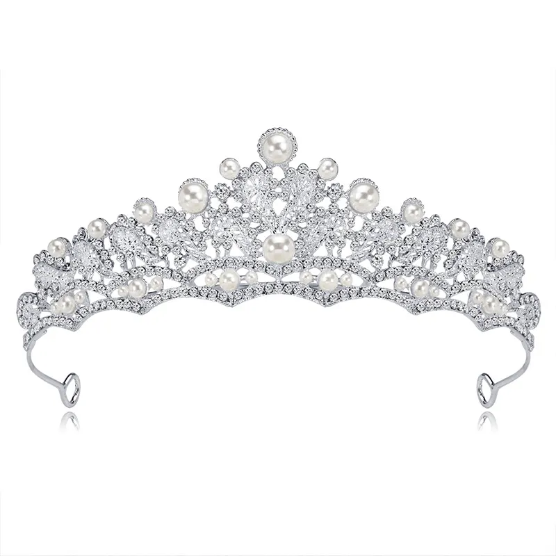 Роскошная элегантная свадебная корона с кристаллами и жемчугом, женские тиары для волос, украшения, свадебные аксессуары для волос для невесты (KH009)