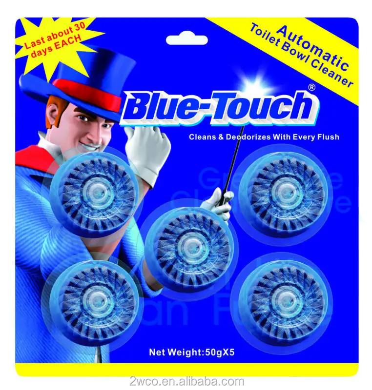 Azul-Touch automática limpiador de inodoro de baño de inodoro portátil desodorante (50gX5)