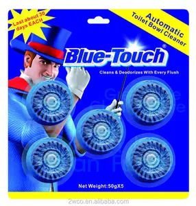 Pembersih Mangkuk Toilet Otomatis Sentuhan Biru, Antibau Toilet Portabel (50G X 5)