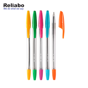 Caneta transparente de plástico com impressão personalizada, material de escritório da reliabo barato