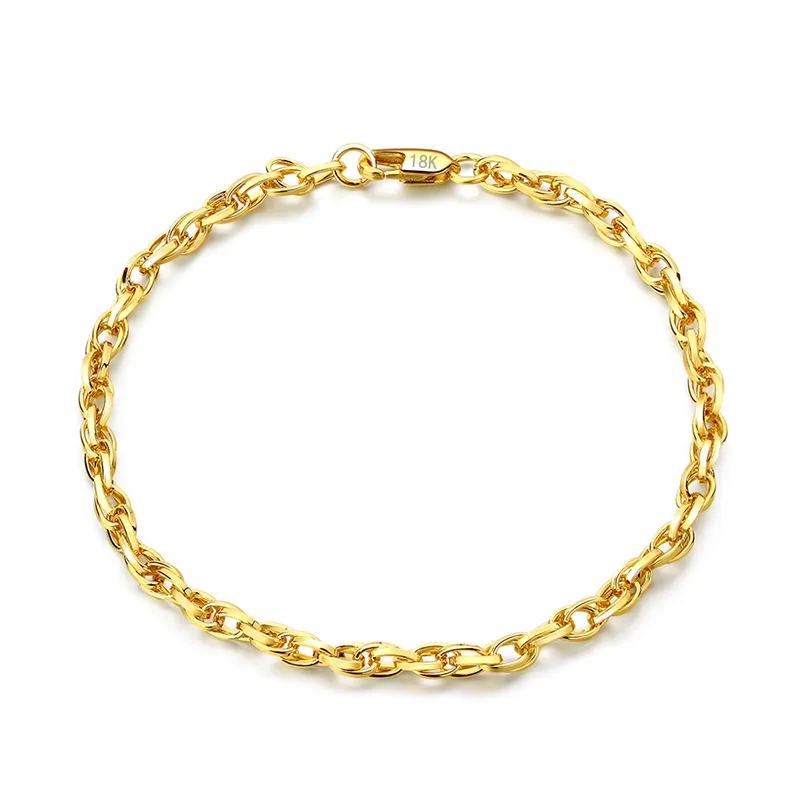 hot sales 18K gold plating egg-shaped necklace 4MM gold chain women fashion designer ladies bracelet
