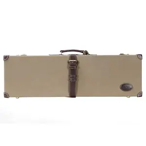 Hibo Bestseller Klassiek Canvas Lederen Houten Hardgun Case Echt Lederen Zakjes Messing Holsters Hot Selling Gun Accessoire