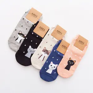 custom fashion Wholesale New Cotton animal Straight Ankle socks Cartoon Cat dog ankle cute animal straight socks women