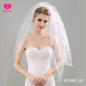 V094W2-8 Элегантное белое свадебное вьющиеся плотная вуаль, короткая фата