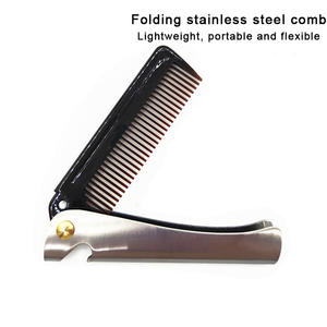 Premium in metallo con manico per barba e denti lisci Design portatile pieghevole per baffi da viaggio pettine per la toelettatura da uomo - Product Image 4