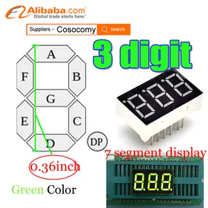 Verde color de Siete segmentos 0.36 pulgadas 3 digit 7 segment display módulo de shenzhen proveedor
