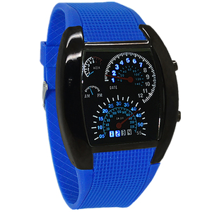 Herren uhren reloj Blue & Black <span class=keywords><strong>Flash</strong></span> LED Uhr Marke Sport Car Meter Dial digitale Armbanduhr für Männer und Frauen - Product Image 2