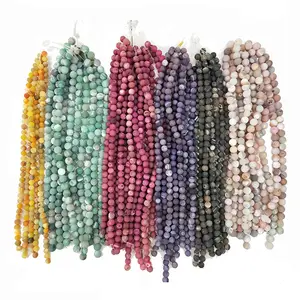 Matte Druzy Beads Strands Agate 20ミリメートルRound Ball Beads- 20個/Strand-青、緑、紫、金、銀黄色