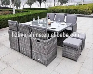 Cheap Outdoor Dining Cube Set Rattan Wicker Restaurant Outdoor Furniture