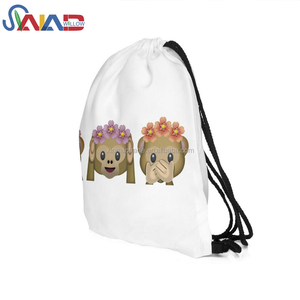 Personnalisé 3d imprimé singe emoji polyester sac de cordon étanche - Product Image 2