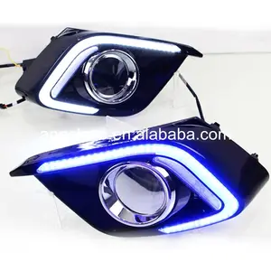 Luz de led para mazda 3 axela 2014-2016 anos, luz de circulação diurna, com função de torneamento, branco, azul, amarelo