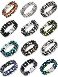 Pulsera de Acero Inoxidable para Hombre, Joyería de Acero Inoxidable de Lujo en Negro y Dorado, Estilo Cadena de Motocicleta - Product Image 5