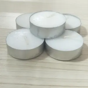 Toptan beyaz tealight mum alüminyum bardak 8 saat unscent beyaz ucuz mini parafin tealight mum