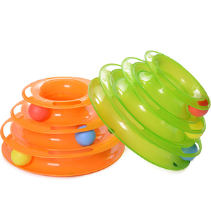 Hot sale Super Fun <span class=keywords><strong>3</strong></span> layers plastic tower cat track toy Interactive cat toy - Product Image 1