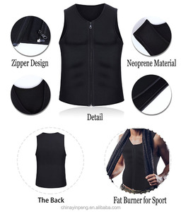 Débardeur amincissant en néoprène pour hommes, <span class=keywords><strong>gilet</strong></span> de soutien pour le dos, avec <span class=keywords><strong>fermeture</strong></span> à glissière, SB099, sans manches - Product Image 4