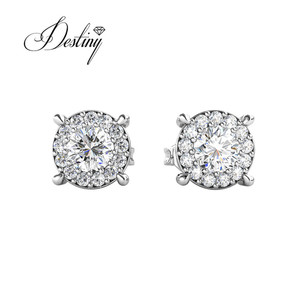 船轮耳钉时尚Daisini点缀施华洛世奇水晶纯银925女性奢华珠宝 - Product Image 1