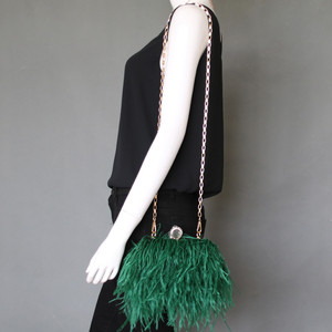 <span class=keywords><strong>Bolso</strong></span> de mano con correa de pelo de avestruz, <span class=keywords><strong>bolso</strong></span> de mano para <span class=keywords><strong>fiesta</strong></span>, pluma, estilo moderno - Product Image 2