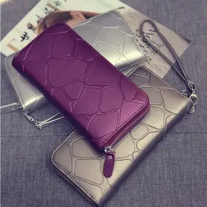 2018 new Fashion Women Leather Wallet Female Long Card Holder Big Stone Wallets Casual Clutch Zipper Coin Purse Cellphone