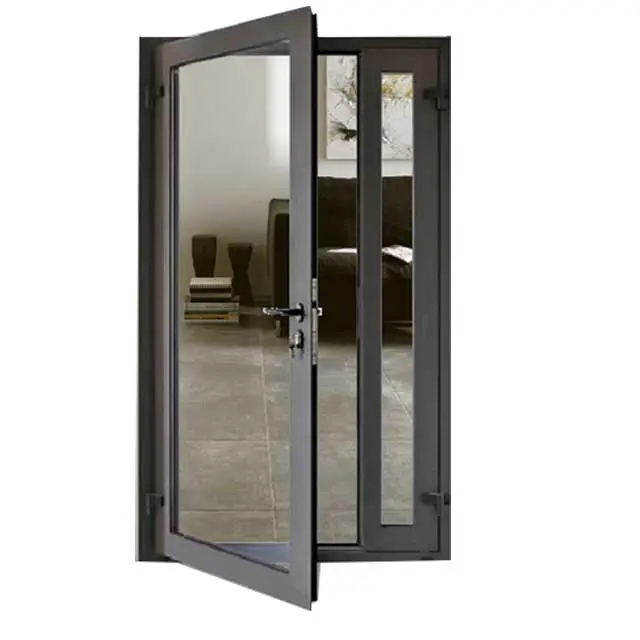 Puertas de entrada principal de vidrio puerta de aluminio abatible
