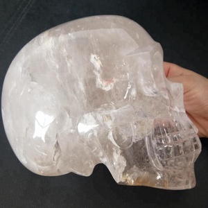 Lifesize Ukiran Tangan Kerajinan Patung untuk Koleksi Alami Bening Kristal Tengkorak - Product Image 2