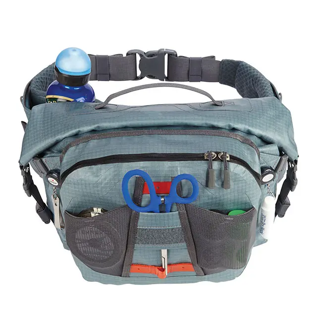 Blue Comfortable Waterproof roll-top Waist Pack Fly Fishing Organizer Bag with Removable shoulder strap