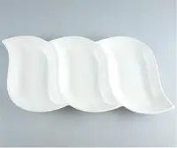 Witte Keramische Porselein Lade/Sectie 3 Verdeeld Dienblad Platen