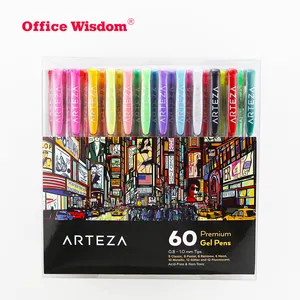 Hot sell Plastic Fineline Unique Colored Gel Pen 60 mixed color glitter gel ink pen glitter gel pen
