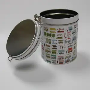 Lata de café hermética con tapa de plástico/Clip de Metal, lata de té