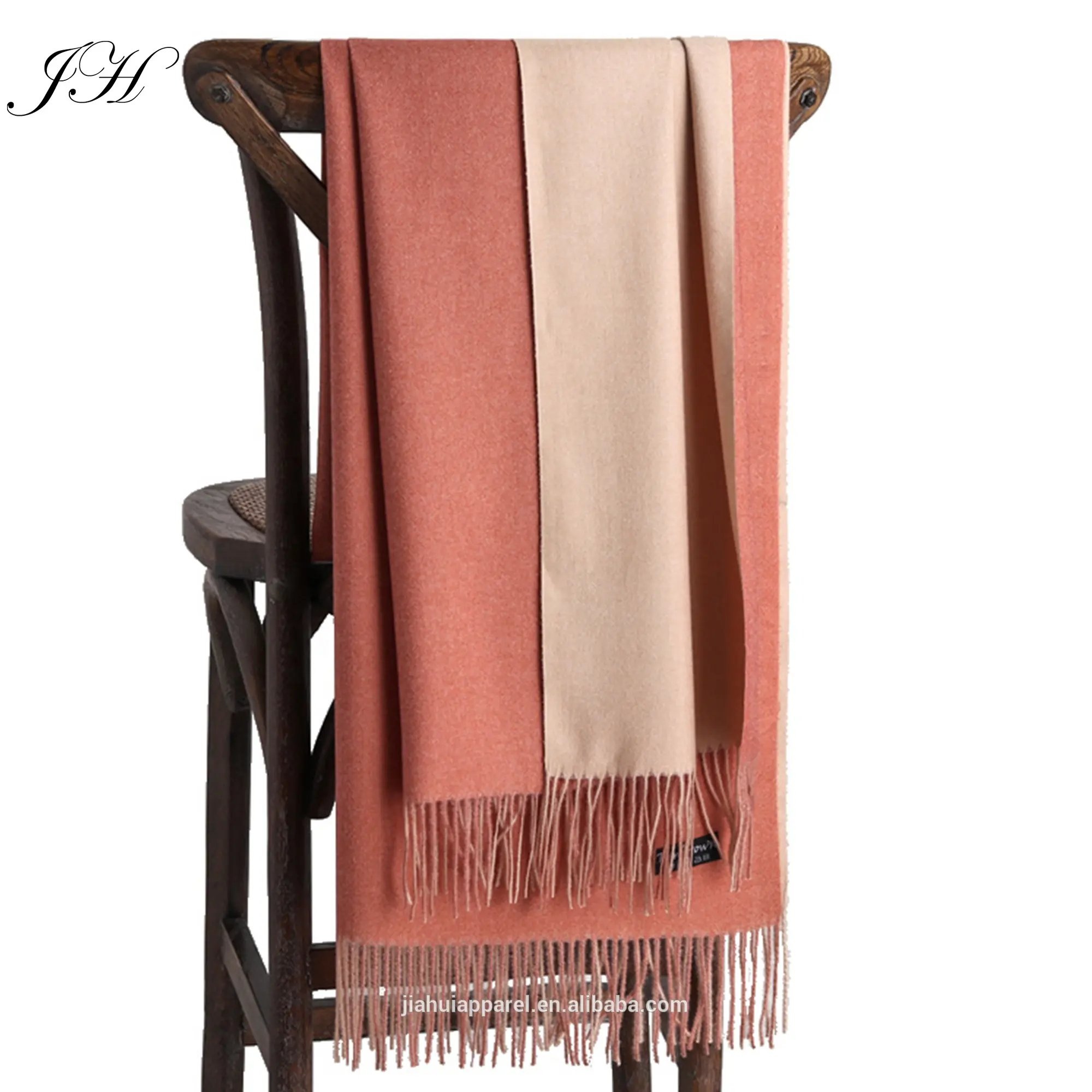 Damenmode gestrickt warm lang dick gestohlen Schal Wraps Plain Wolle zwei Farben Kaschmir Pashmina Doppelseite Winters chal