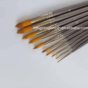 Lot de 10 pinceaux ronds en nylon synthétique avec manche en bois de bouleau et virole en laiton pour la <span class=keywords><strong>peinture</strong></span> à l'aquarelle des enfants à l'école - Product Image 6