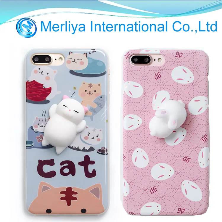 Squishy 3D Soft lazy Cat cute carton Kneading Phone Case for iphone7 7plus