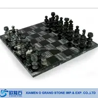 प्राकृतिक पत्थर काले Mable शतरंज बोर्ड सेट
