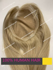 HT703 <span class=keywords><strong>Gris</strong></span> Blonde Couleur #23 Toupet Personnalisé pour <span class=keywords><strong>Femme</strong></span> 6 "x 8" 7 "x 9" Conception de Base Partie Gauche Partie Droite <span class=keywords><strong>Cheveux</strong></span> Raides Soyeux 14 pouces Longueur - Product Image 5