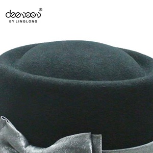 Promotionnel Main D'hiver 100% Feutre De Laine Chapeau Melon Avec Argent Bowknot - Product Image 4