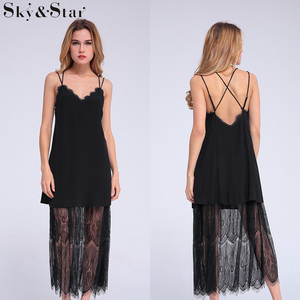 El último diseño negro backless sexy correa de <span class=keywords><strong>espagueti</strong></span> casual vestidos para mujer - Product Image 1