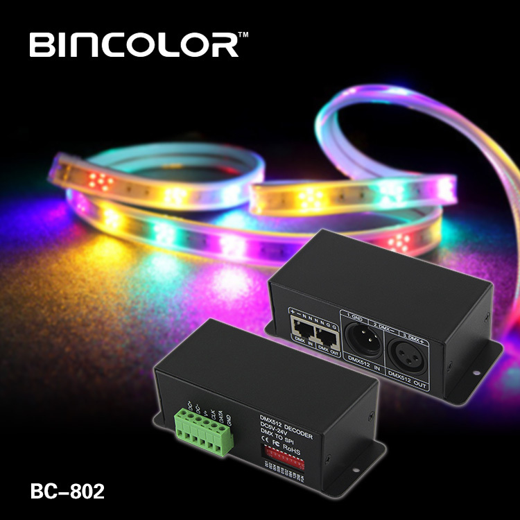 Rgb Led Decoder BC-802-6812 Led RGB Dream Color Controller SK6812 Led Dmx Decoder For Led Pixel Light