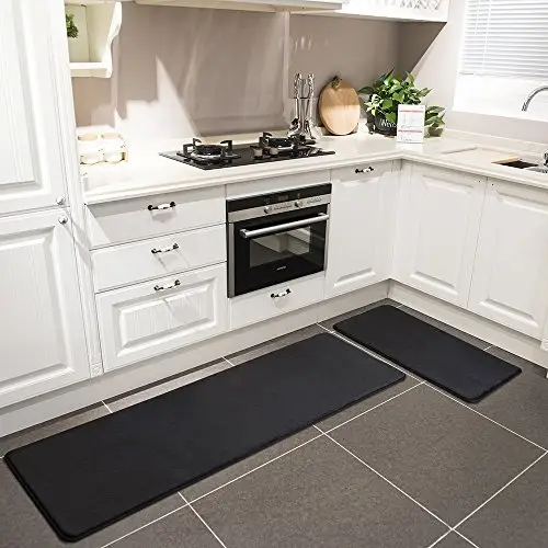 Non Slip Rubber Material Waterproof Kitchen Floor Mat 2 PCS , Comfort Anti-Fatigue Floor Mat Decorative Kitchen Floor