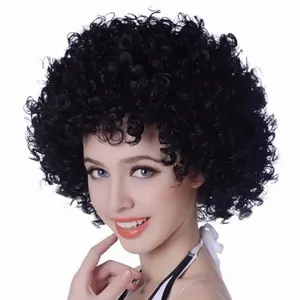 Горячая продажа 10 "Короткие афро черные женские парики с челкой-натуральные черные пушистые кудрявые синтетические парики