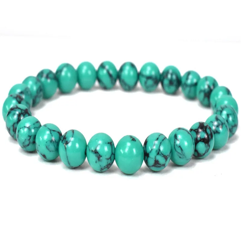 Handmade Beaded Natural Green Turquoise Beads Bracelet Men Jewelry Wholesale