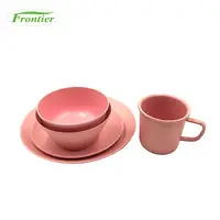 Натуральный нехрупкий настраиваемый Розовый Набор бамбуковой посуды, столовая посуда