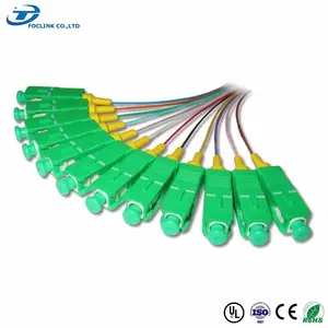 12 core lc sc apc singlemode connector bundle fiber optic pigtail