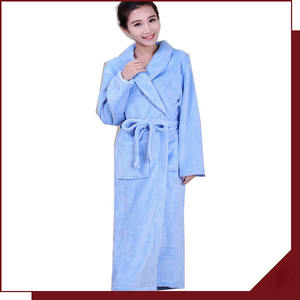 Accappatoio in <span class=keywords><strong>pile</strong></span> di flanella da donna Super <span class=keywords><strong>morbido</strong></span> <span class=keywords><strong>pigiama</strong></span> lungo lungo con collo a scialle abito termico per adulti - Product Image 2