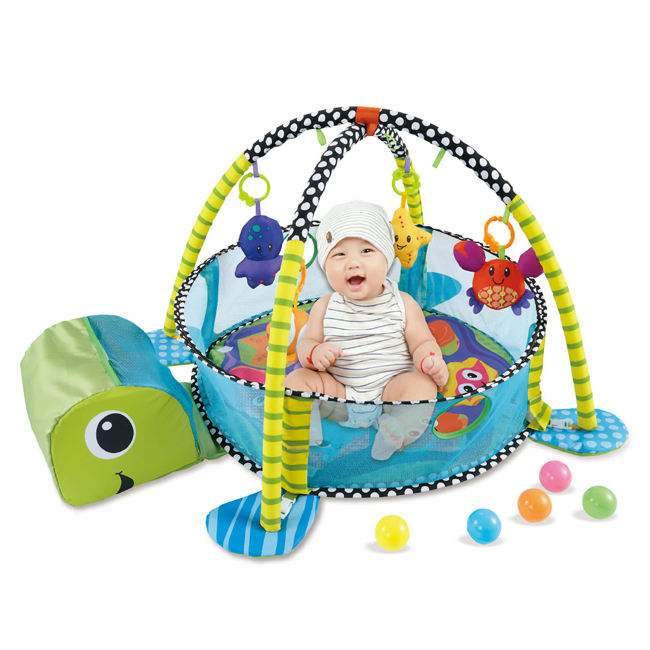 Turtle Design Activity Gym Ball Pit Baby Play Mat with Sides