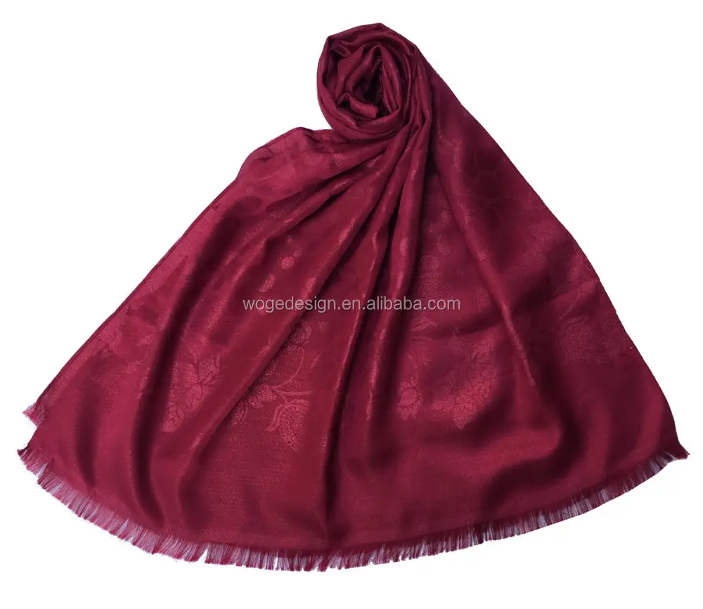 Fashion fall woman bordeaux shiny gold dot stone flower pashmina imitation silk shawl