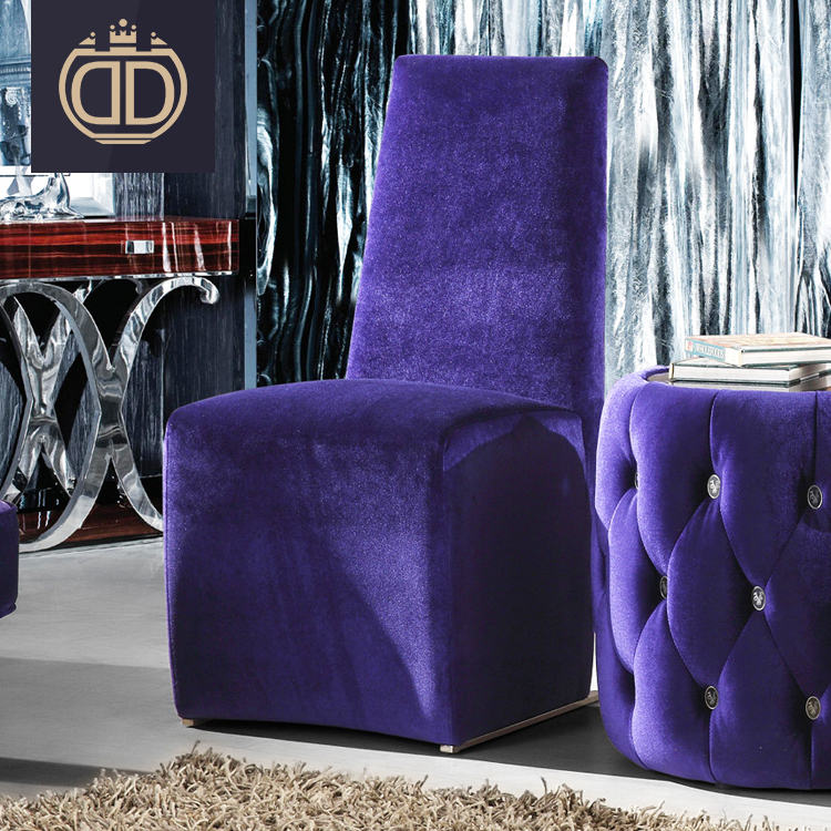 De luxe mariée et le marié de mariage chaise velours pourpre royal dossier haut tissu de mariage à manger chaise
