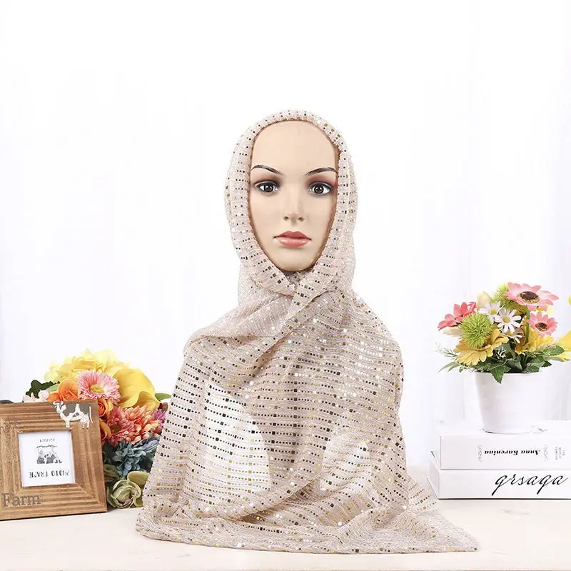 2018 도매 최신 패션 실버 lurex 목도리 저렴한 이슬람 헤드 hijab 코튼 주름 장식 조각 스카프 여성 hijab 목도리