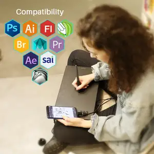 Huion gráficos desenho tablet hs610, almofada de escrita para telefone de computador, ensino on-line, apresentação